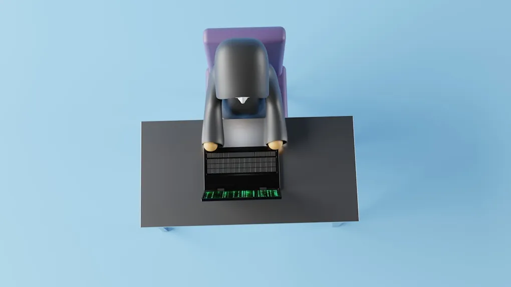 A picture of a person working on a laptop with a concerned expression, symbolizing the impact of Trump's AI framework on the tech industry.